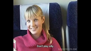 Czech streets Blonde nymph in train