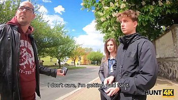 HUNT4K. Stranger offers cash to youthfull duo for crazy romp with him