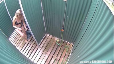 Czech Blonde Cougar Cought in Public Bathroom